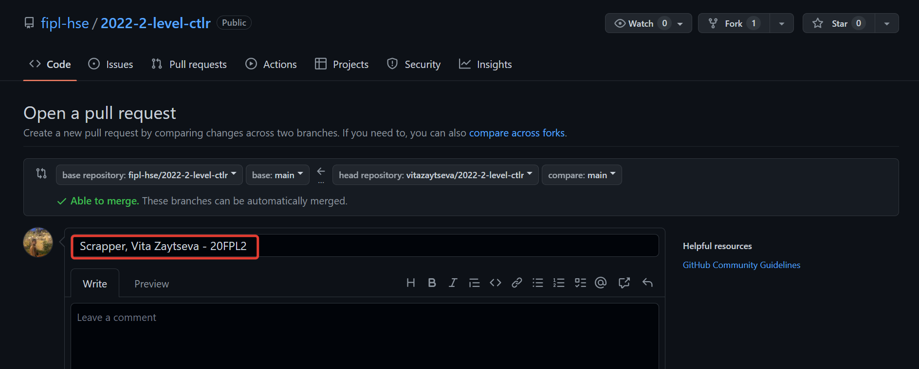 name pull request