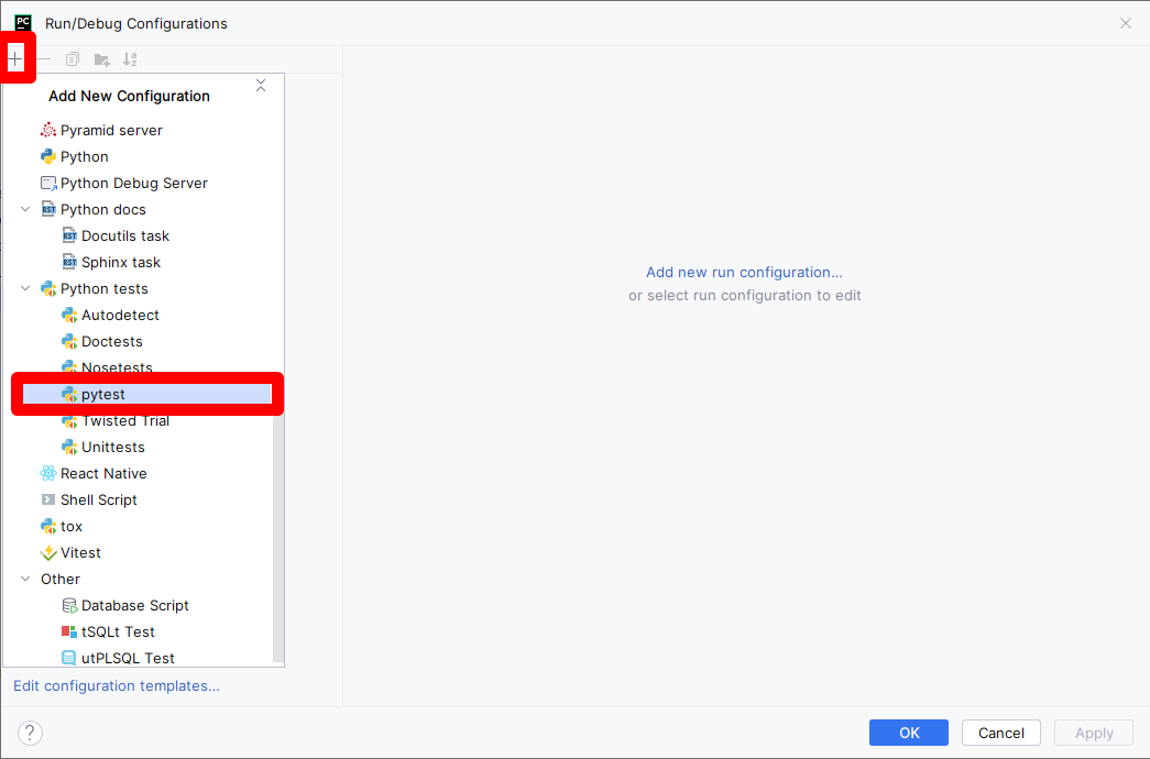 choose pytest template